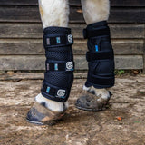 Horse legs wearing black protective leg Coolboots by EQU StreamZ.